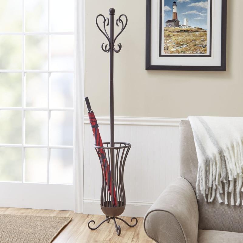 Better Homes & Gardens Traditional Metal Coat Rack With Umbrella Stand, Bronze Finish clothes rack stand  Coat Rack
