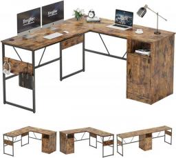 60 Inches L Shaped Desk With Storage Cabinet Rustic  White Desk With Drawers  Tables  Adjustable Desk Office Desk