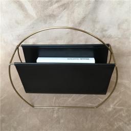 Leather Metal Magazine Rack With A Small Folder Grip On The Desk Of A Stainless Steel Shelf At Home A Newspaper Rack