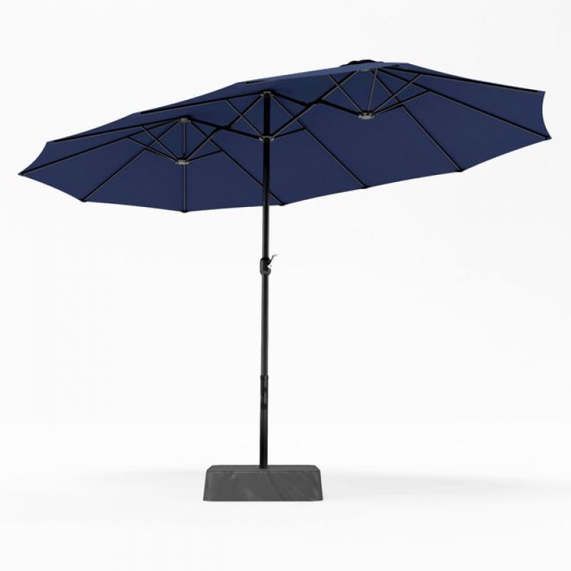 15ft Double-Sided Patio Umbrella with Base Large Outdoor Table Umbrella