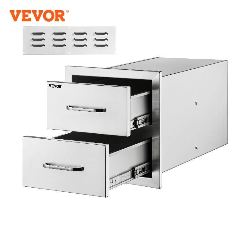 VEVOR Outdoor Kitchen Drawers W/ Handle Stainless Steel Large Storage BBQ Island Great for Any Weather Condition