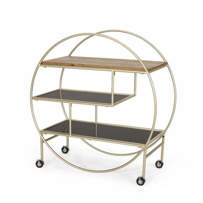 3 Shelf Circular Bookcase, Gold