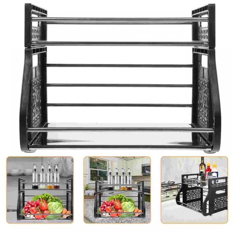1 Set of Spice Rack Countertop Organizer Shelf Stainless Steel Fruit Vegetable Rack Holder