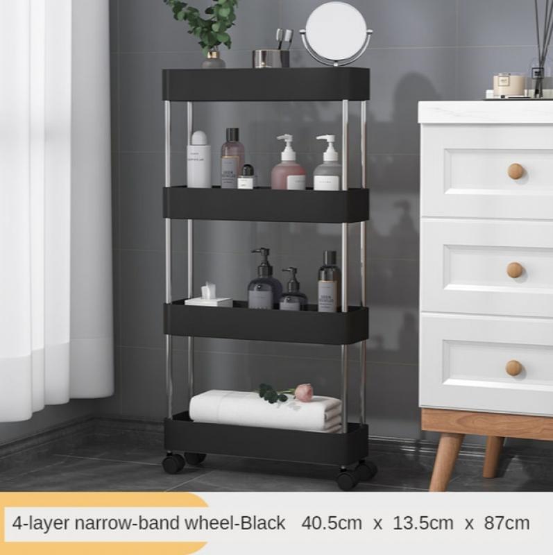 Kitchen Bathroom Trolley Floor Shelf Multi-Layer Removable Storage Rack Space Saving Mobile Storage Rack Organizer with Wheels