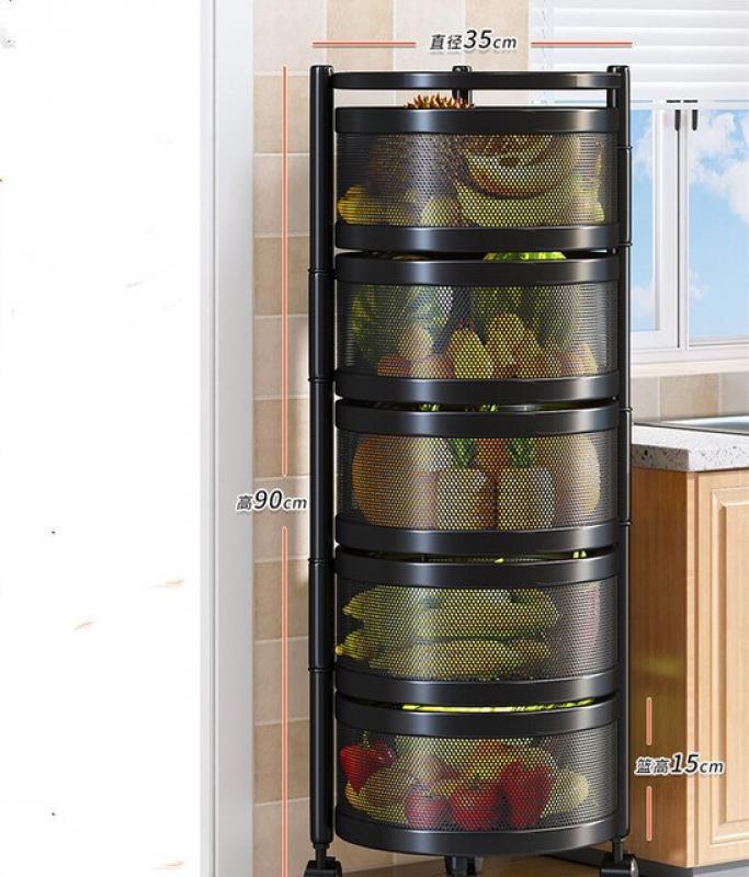 Kitchen vegetable shelf free installation floor-to-ceiling multi-layer rolling cart storage rolling locker multi-functional rack