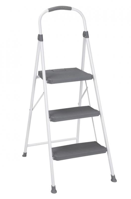 3 Step Premium Folding Stool White/grey