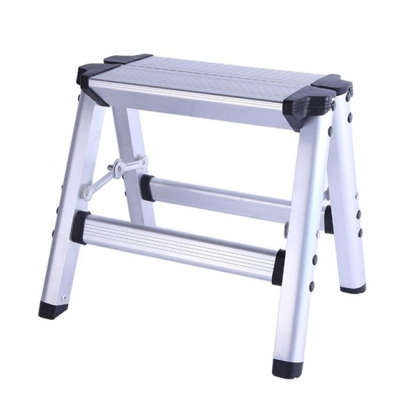 150KG Maximum Aluminium Platform 2-Step Tool Folding Ladder Maximum Load Anti Slip Safety Double-sided with Thick Stairs