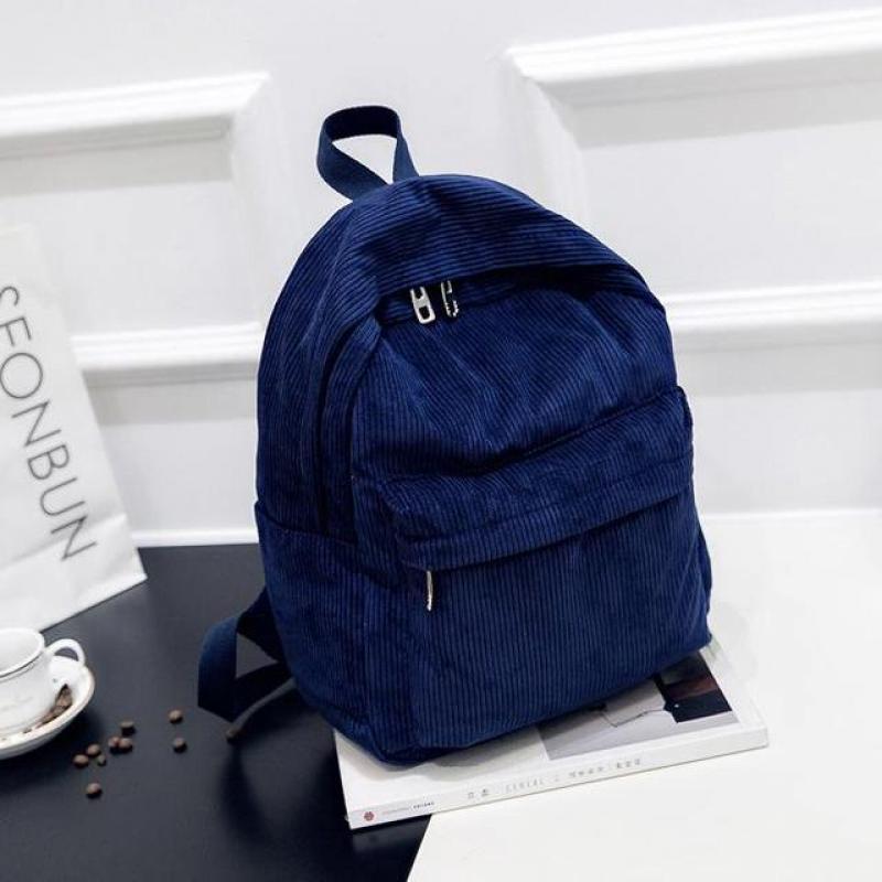Corduroy Backpack Fashion Women School Backpack Pure Color Shoulder Bag Teenger Girl School Bags Female Mochila Bagpack Pack