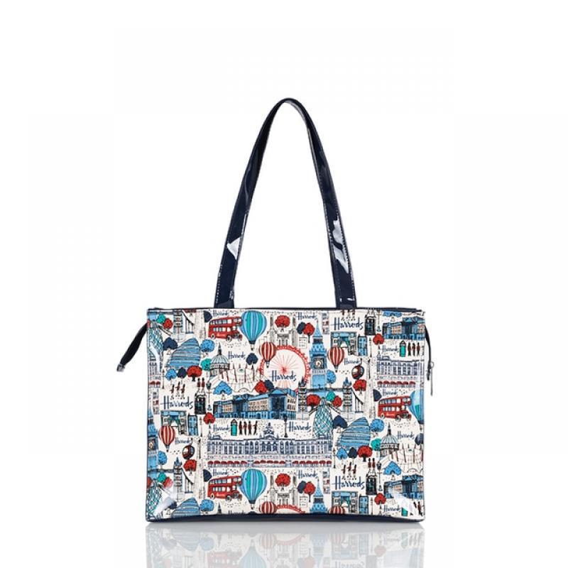 London Style PVC Reusable Shopping Purses Large Eco Friendly Flower Women's Tote Shopper Bag Summer Waterproof Beach Handbag
