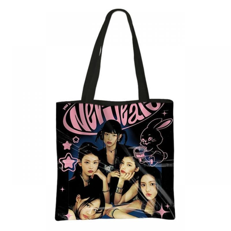 Kpop New Jeans Tote Bag MINJI/HANNI Women Handbag Danielle/HYEIN/HAERIN Storage Shoulder Bag Ditto/Hype Boy Reusable Shopper Bag