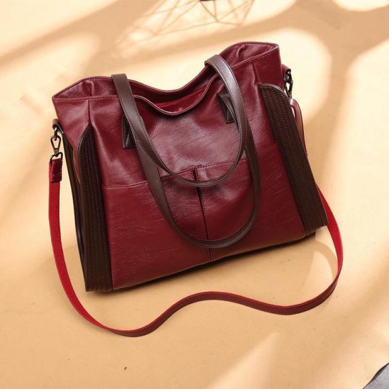Fashion Women Handle Bag Vintage PU Leather Crossbody Tote Bag Female Luxury Handbag Large Capacity Shoulder Bag for Women