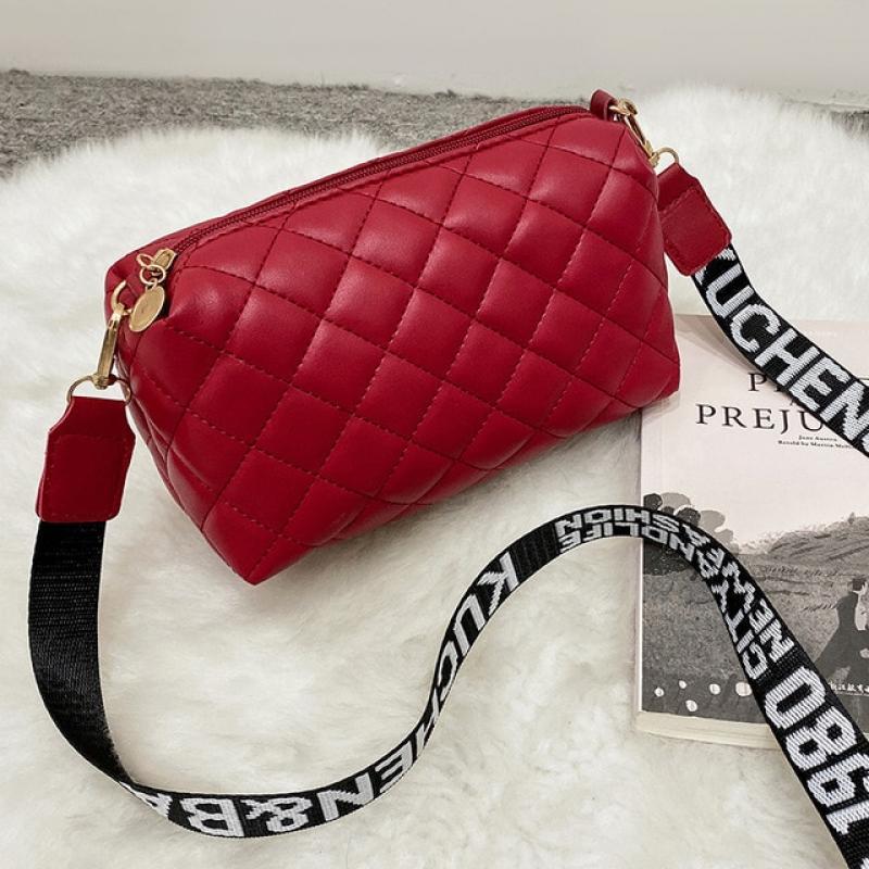 Fashion Embroidered Bag Rhombic Chain Female Bag Leisure Small Fresh Small Bag Shoulder Messenger Bag Mobile Phone Bag