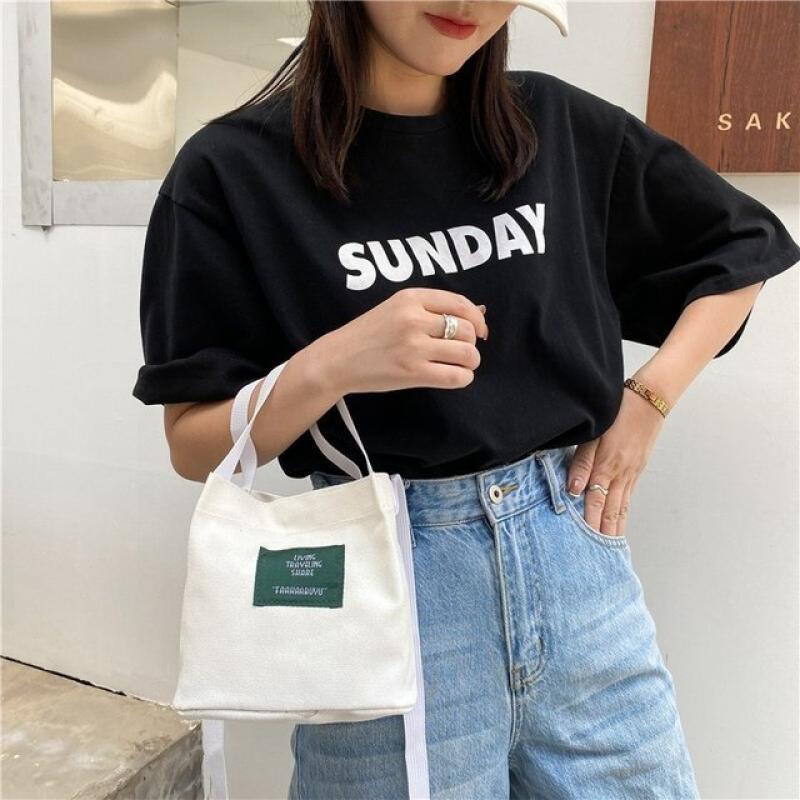 Japan And South Korea Retro Corduroy Canvas Simple Solid Color Literary Shoulder Original Bucket Cloth Bag