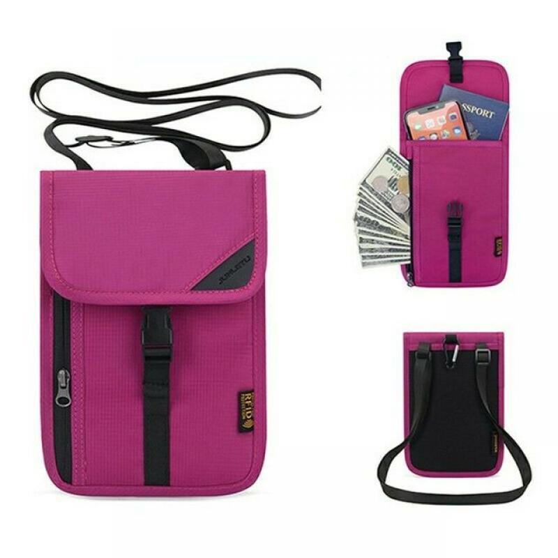 RFID Multifunction Anti-theft Wallet Hidden Travel Neck Pouch Passport Cover Cards Holder ID Card Holder for Men Women Travel