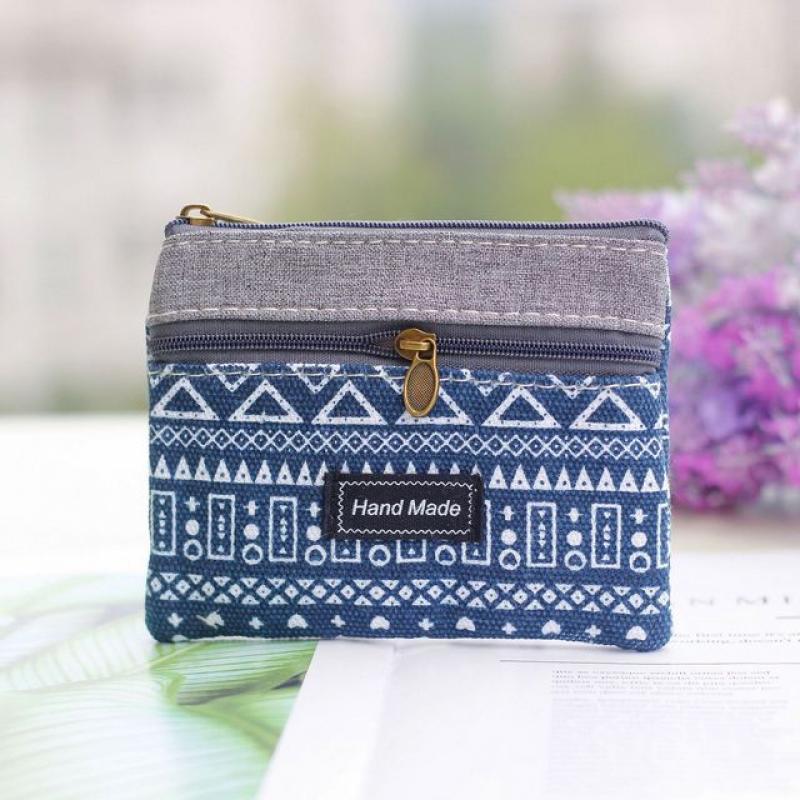 Women Short Wallet Cotton Floral Striped Coin Purse Female Cloth Mini Money Pouch Card Bag Ladies Little Handbag Bolso for Girls