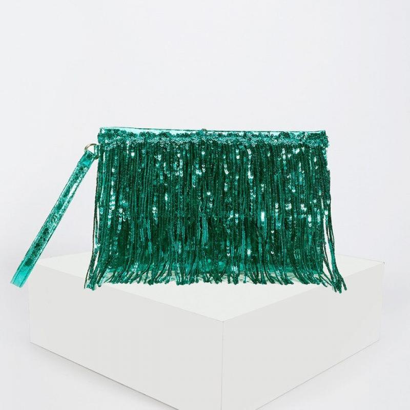 Sequins Evening Clutch Bag New Tassel Small Handbag Shiny Party Bag Women Purse Wallet Phone Bag