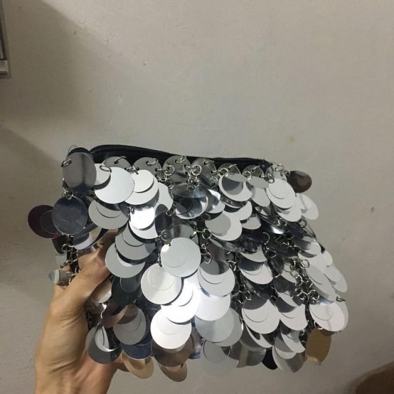 Silver Sequins Handbags for Women 2023 Fashion Bling Bling Girls Shouler Bag Wedding Party Lady Glitter Tote Bag Purses