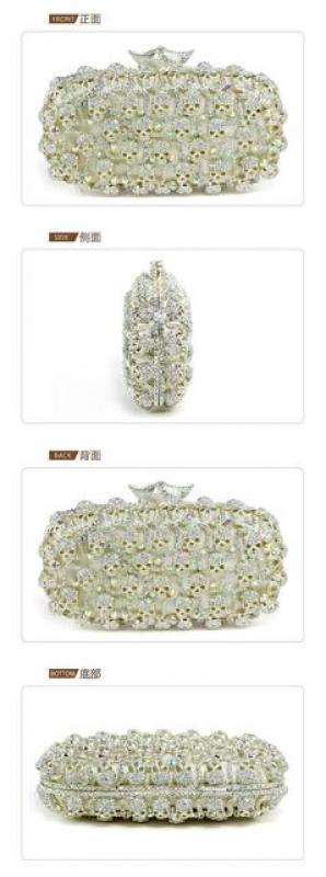 XIYUAN skull Women White Crystal Clutch Purses and Handbags Ladies Diamond Evening Bags Wedding Party Minaudiere Clutch Bag Gift