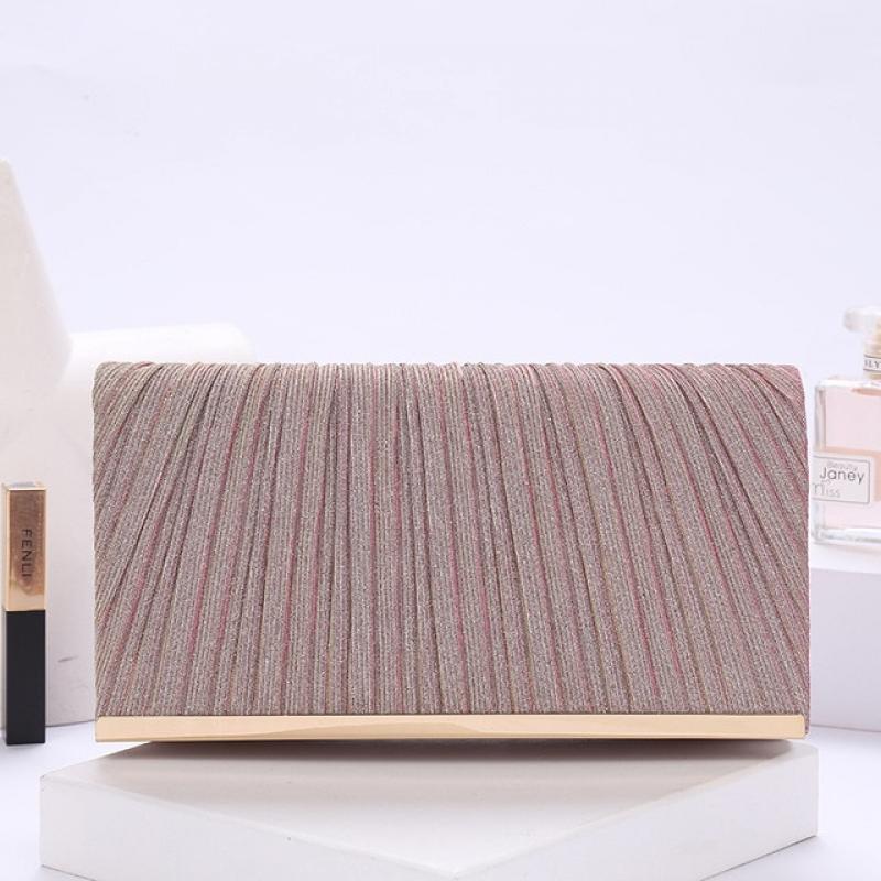 Women's Pleated Sequin Evening Clutch Bag Wedding Purse Bride Handbag Chain Crossbody Bag For Banquet Party Dinner Bag