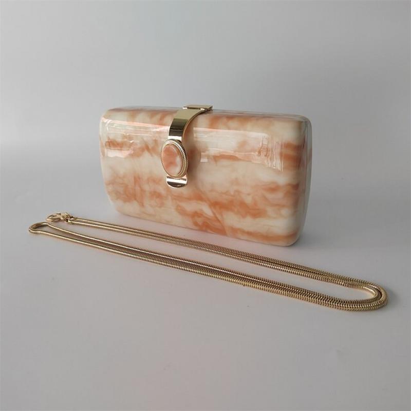 Orange Small Acrylic Box Evening Clutch Bag Pillow Women New Boutique Purses And Handbags Wedding Party Shoulder Cocktail Bags