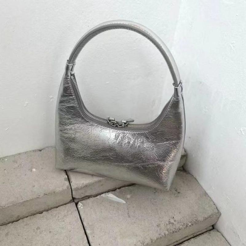 Xiuya Moto Biker Handbags for Women Silver Street Shoulder Bag 2022 Trendyol Korea Casual Zipper PU Leather Fashion Coin Purse