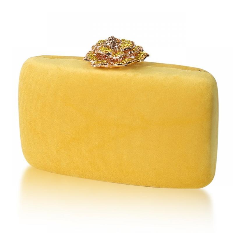 Fuzzy Tote Bag Bridal Party Clutch For Women Luxury Yellow Handbags Wedding Flannel Small Designer Bags Diamond Flower Purses