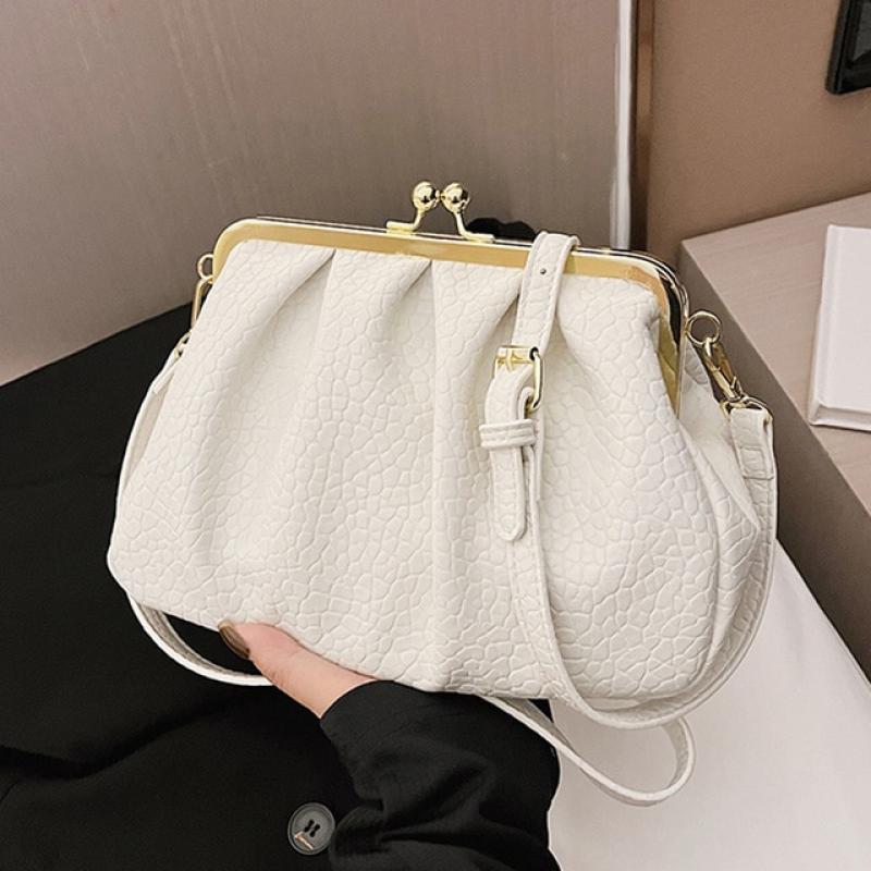 2022 Fashion Women Pleated Shell Clip Crossbody Bags Soft PU Leather Luxury Designer Handbag And Purse Brand Shoulder Bag Clutch