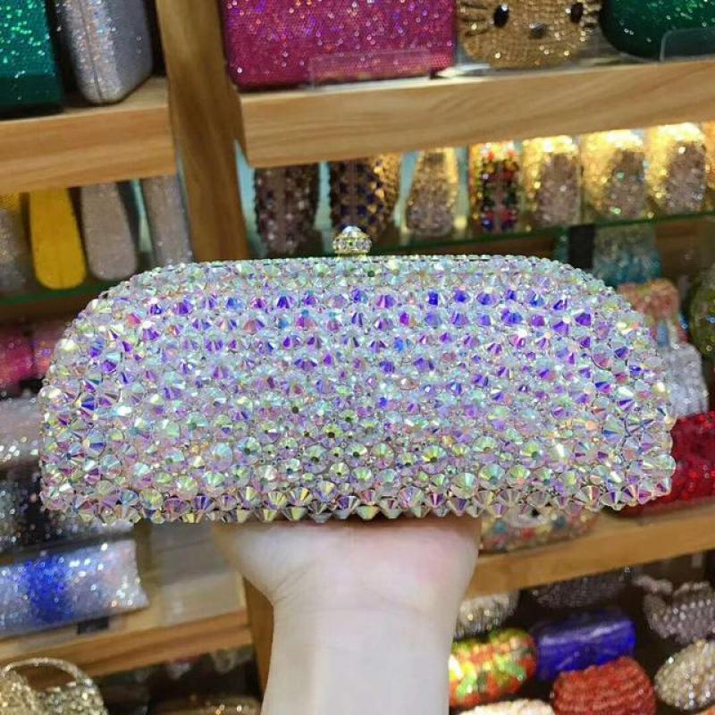 XIYUAN Lady AB Crystal Diamond Clutches Bags For Wedding Party Cocktail Clutch Purse Chain Shoulder Bag Women Clutch Bag Handbag
