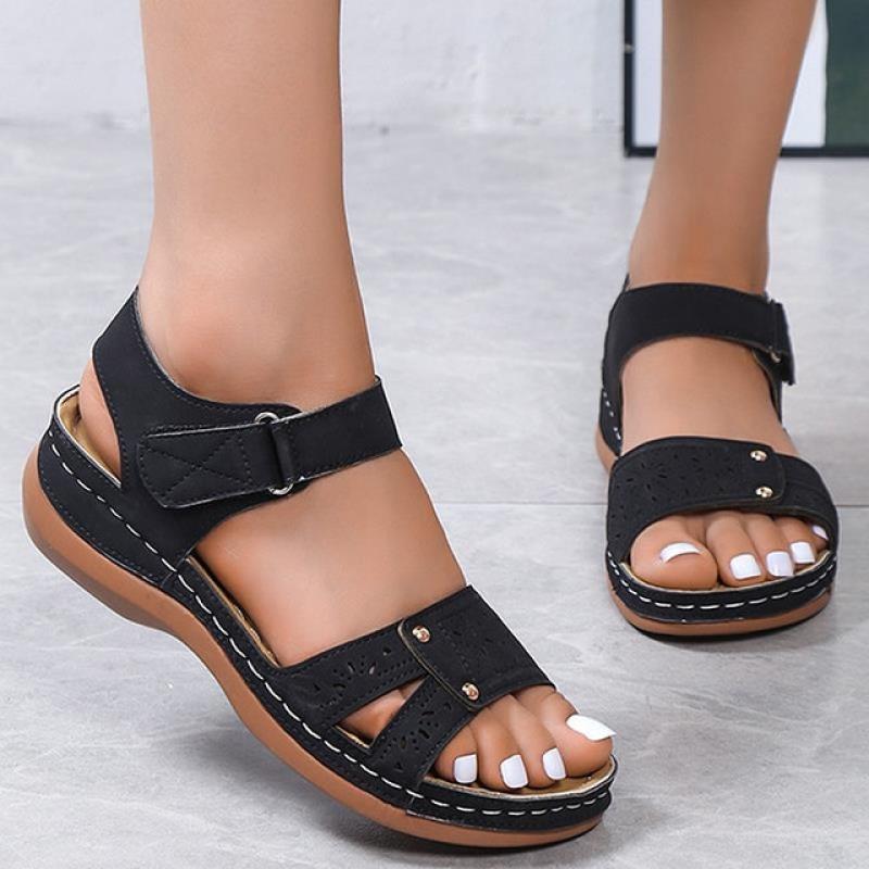 Summer Women Sandals New Fashion Open Toe Casual Elegant Womens Sandals Wedge Buckle Footwear Female Women's Orthopedic Sandal