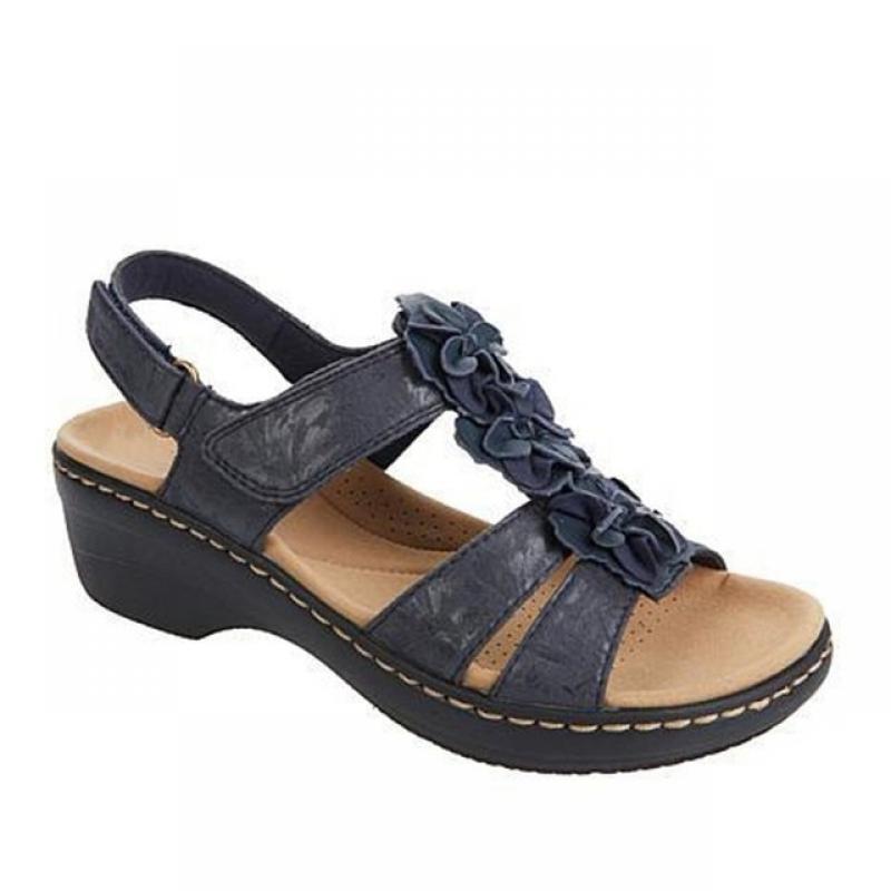 Summer Sandals Women 2022 New Flower Wedge Platform Orthopedics Shoes Retro Rome Casual Comfortable Peep Toe Sandalias De Mujer