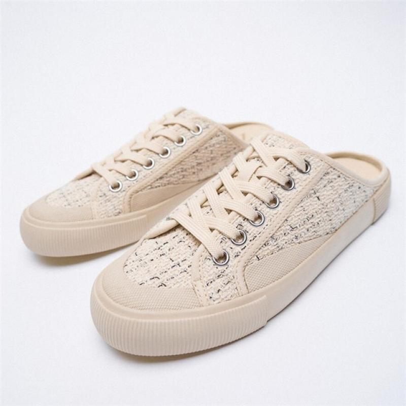Fashion Women Flat Shoes Shiny Denim Slingback Shoes Rhinestone Buckle Pointed Toe Female Mules Luxury Brand Woman Shoes