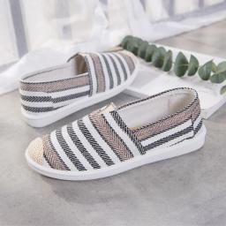 Fashion Women Slip On Flats Print Flat Bottom Light Mesh Lazy Fisherman Shoes Canvas Breathable Flat Women's Single Shoes