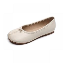 Leather Split Toe Flat Shoes Woman Mary Janes Tabi Ninja Flats Female Cozy Dress Shoes Ankle Belt Moccasins Plus Size 34-43