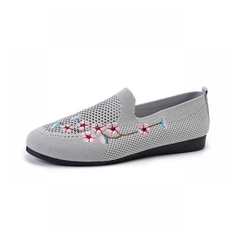 2023 High Quality Shoes for Women Round Head Women's Flats Breathable Mesh Shoes Embroider Ladies Shoes Casual Flat Shoes