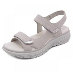 WOIZGIC Women's Ladies Mother Female PU Leather Sandals Shoes Platform Summer Cool Beach Hook Loop Non Slip Plus Size 41 42
