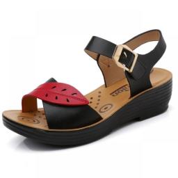 WOIZGIC Women's Ladies Old Mother Female PU Leather Shoes Sandals Platform Bling Summer Cool Beach PVC Non Slip On Outdoor