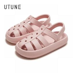UTUNE Roman Sandals For Women Men Couple Outdoor Beach Shoes SummerThick Cushion Breathable Non-slip Platform Sandal White