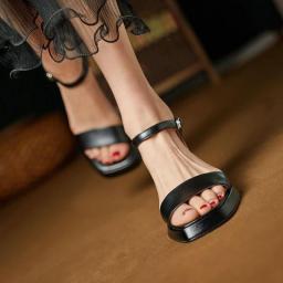 Fashion Elegant Women Sandals 2023 Summer Party Wedding Prom Pumps High Heels Genuine Leather Platforms Shoes Woman 9CM