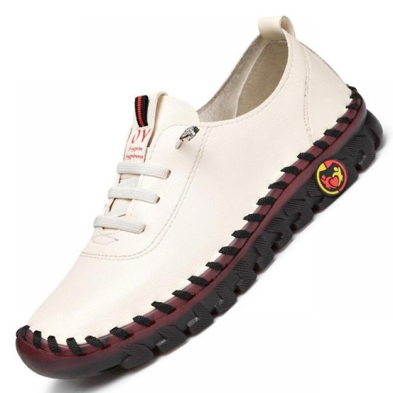 New Spring Sneakers Women Shoes Platform Loafers Casual Lace Up Leather Flat Mom Shoe