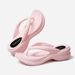 Women Sand Beach Flip Flops Wedge Heels Outside The Seaside Beach Sandals Thick-bottomed Flip-flops Outdoor Slides Summer Shoes