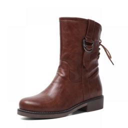 Big Size  Boots Women Shoes Martin Boots For Women Ladies Boots Shoes Woman Winter Round Head After Belt Buckle