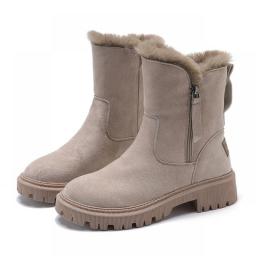 NEW Snow Boots Women 2023 Winter Warm Fashion Designer Platform Boots  Non-slip Short Plush Flats Suede Shoes Mujer