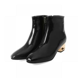 Oversize  Large Size Big Size Womens Fashion Boots  Square Toes Thick Heel Boots Female Women Shoes