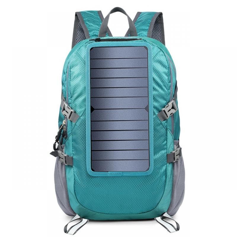 Solar Backpack Foldable Hiking Daypack With 5V Power Supply 6.5W Solar Panel Charge For Cell Phones