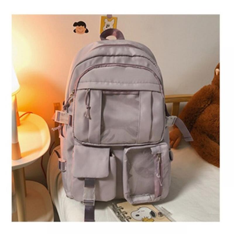 Large Capacity Women Multi Pocket Backpack Ins Junior High School Student School Bag Female Girl Backpack Laptop BookLarge Capac