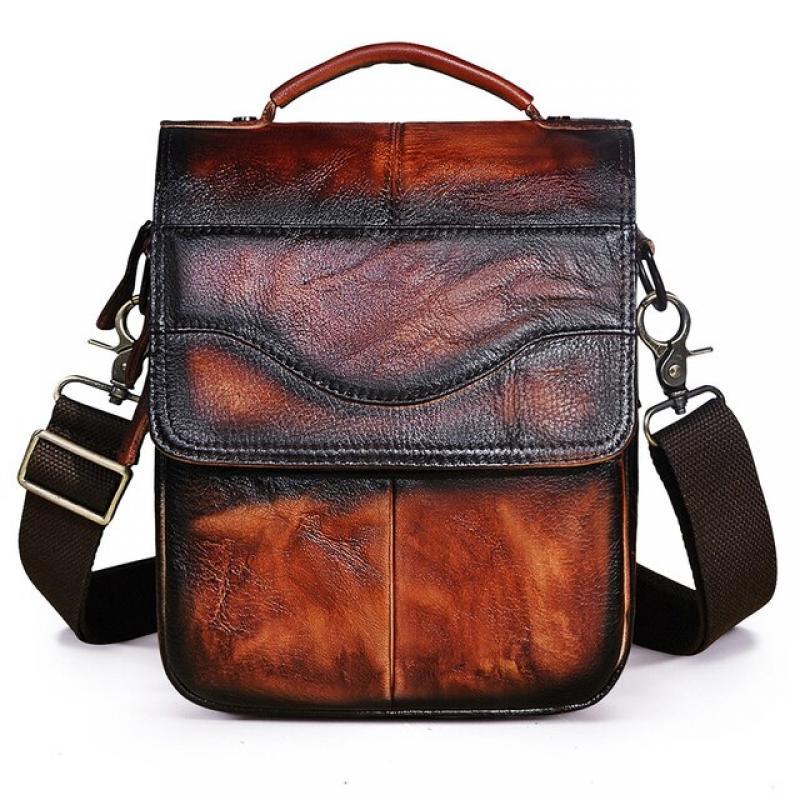 Quality Leather Male Casual Design Shoulder Messenger bag Cowhide Fashion Cross-body Bag 8" Tablet Tote Mochila Satchel 144-b
