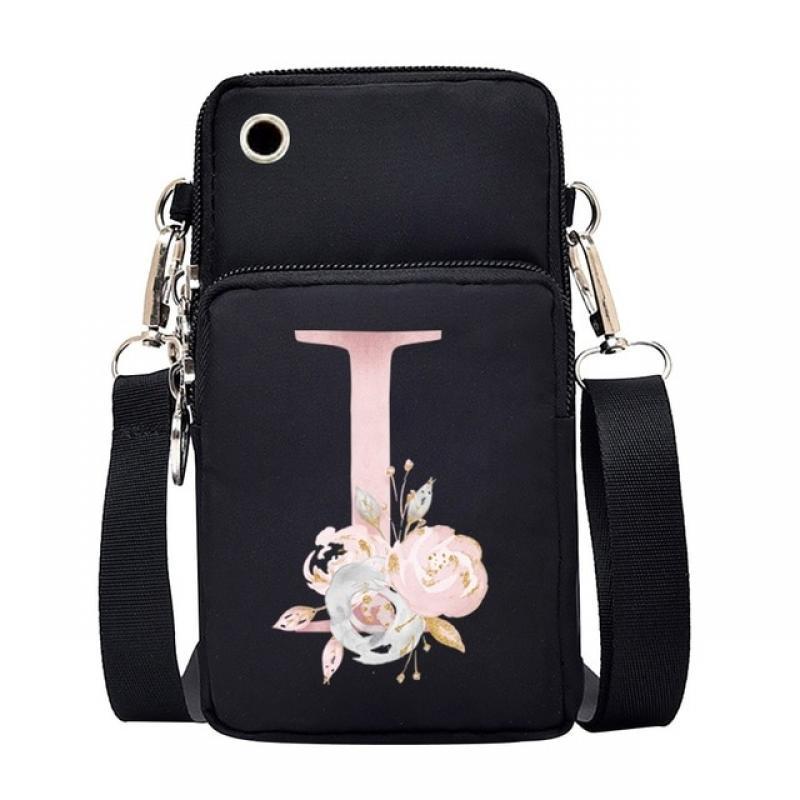 Waterproof Mobile Phone Bag for Iphone/huawei/xiaomi/samsung Universal Pink Flower 26 Letters Cell Phone Case Women Wrist Pack