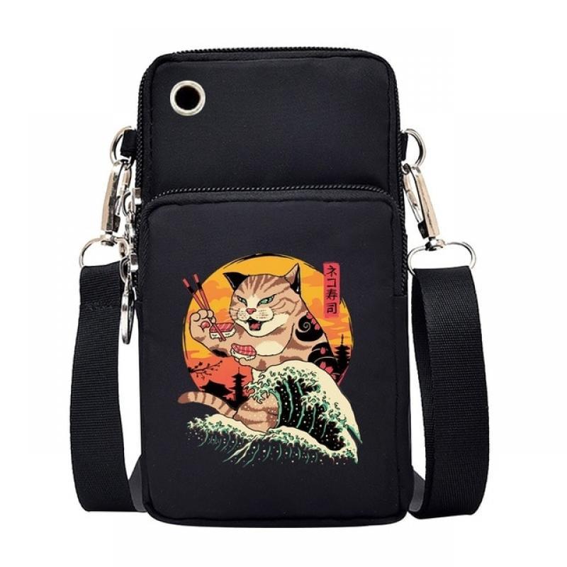 Mobile Cell Phone Bag Case Wrist Bag Universal for Iphone 12 11 Pro Max8 Anime Japan Cat Shopping Coin Purses Shoulder Bags 2023
