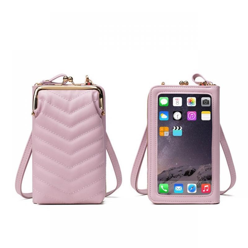 Women's Mobile Phone Shoulder Bag  PU Leather Touchscreen Mobile Phone Case for Hanging with Wallet Card Slots Crossbody