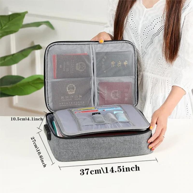 Men Large Document Storage Bag Files Lockable Folder Ticket Credit Card Certificates Password Lock Bags Passport Organizer Women